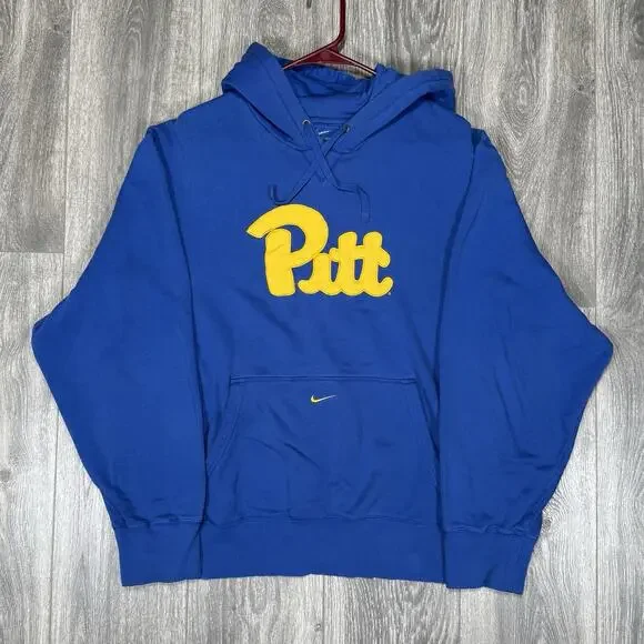 Nike Pitt Panthers Hoodie Sweatshirt Mens XL Blue Fleece Pullover Center Swoosh - Picture 2 of 10